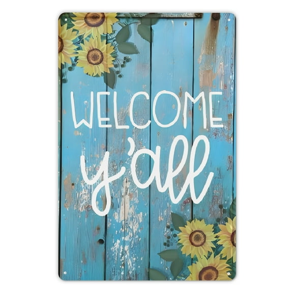 Metal Sign 12x8 Fall Yard Decor, Indoor/Outdoor Garden Welcome Sign for Lawn, Farm and Patio Banner Decorative Sign & Plaque