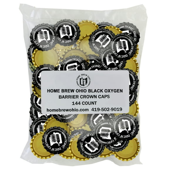 Home Brew Ohio Black and White Crown Caps With Oxy-Liner-144 Caps
