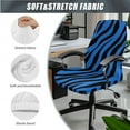 thumbnail image 3 of SCRAWLGOD Zebra Print Blue Black Set of 3 Removable Office Chair Slipcover with Arm Rest Covers Comfy Universal Desk Chair Cover Crease Resistant Boss Chair Protector, S, 3 of 7