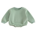 thumbnail image 1 of Combinaison pour Bébé Garçon Fille en Molleton, Chandail à Col Rond, Combinaison, Uni, Manches Longues, Chandail Bouffant, Cache-Couche, Tenue d'Automne Hiver, 1 of 9