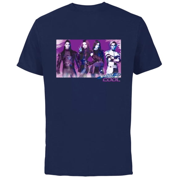 Descendants 3 Carlos Mal Jay Evie Wickedly Cool - Short Sleeve Cotton T-Shirt for Adults -Customized-Navy