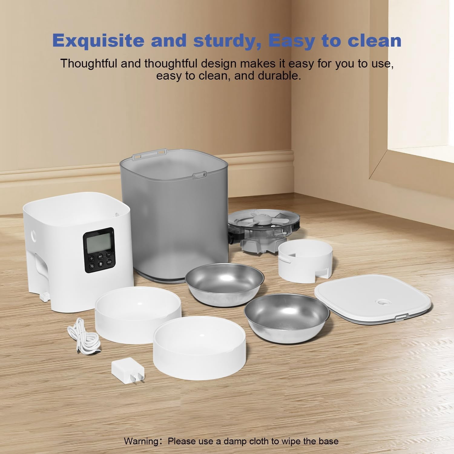 Automatic Cat Feeder 6L with Voice Recorder & Dual Power