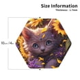 thumbnail image 2 of Vsdgher Sunshine Cute Cat Sunflower Leather Coasters for Drinks, Durable Drink Coasters 4 Set for Tabletop Protection, Luxurious Home Décor and Housewarming Gift ( {designName})Hexagon, 2 of 6