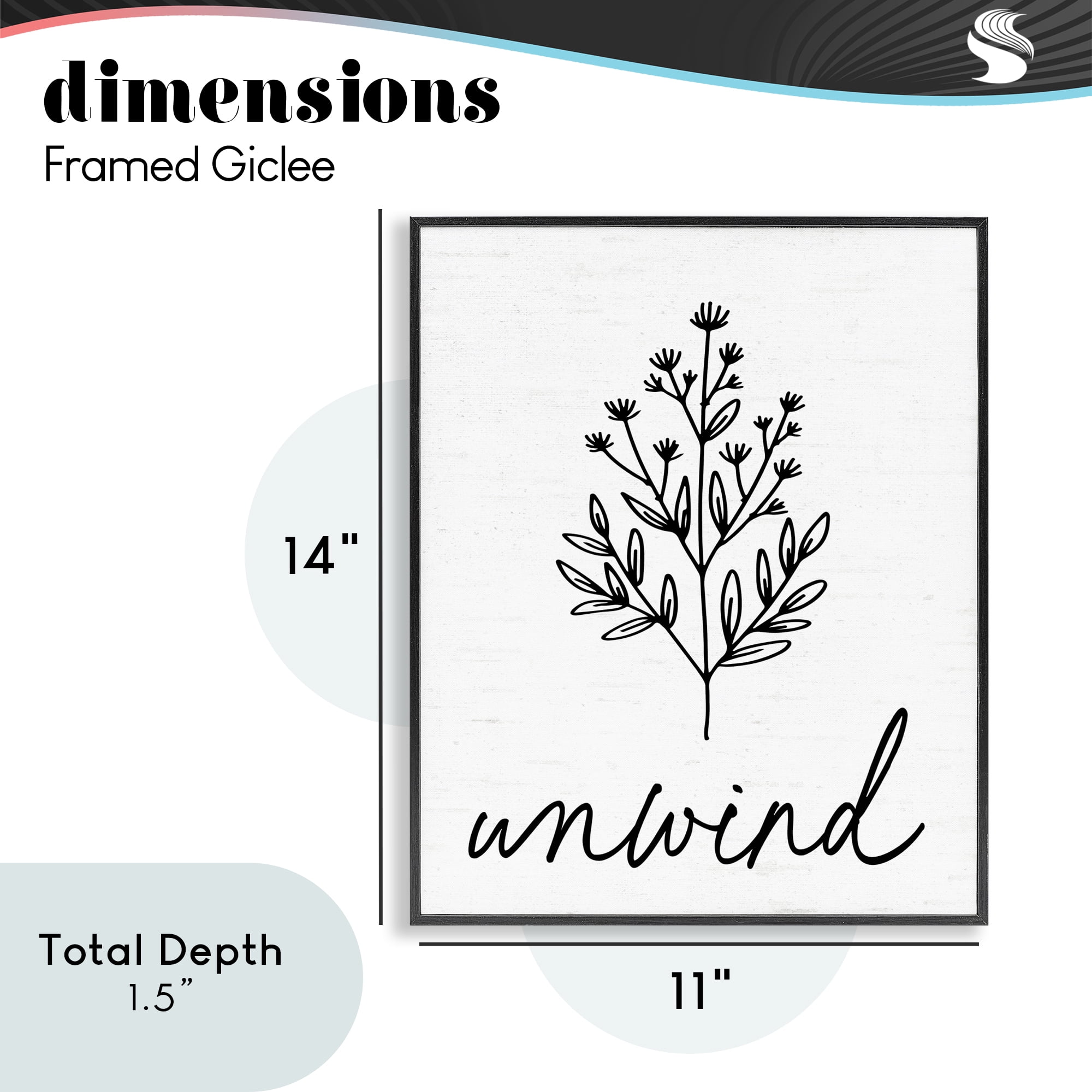 Bathroom Herb Unwind Black Framed Giclee Art, design by Lettered and Lined