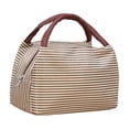 thumbnail image 4 of Striped Insulated Lunch Bag, Large Capacity Thermal Lunch Tote 9.06x7.09in, Reusable Cooler Bag for Work School Picnic (Coffee), 4 of 5