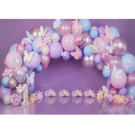 Photography Background Color Balloons Bohemian Boho Girl Boy 1st Birthday Party Cake Smash r Backdrop Photo Studio