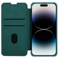thumbnail image 3 of Wallet Case for iPhone 15 Pro with Camera Lens Sliding Cover Card Slots Holder, Premium PU Leather Shockproof Anti-Scratch Lens Protection Flip Folio Case for iPhone 15 Pro, Green, 3 of 11