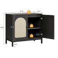 thumbnail image 2 of Rattan Sideboard Buffet Cabinet, Entryway Table, 2-Door Boho Sideboard with Arch Carving, 2 of 7