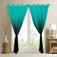 thumbnail image 3 of Ombre Teal Curtains & Drapes Black Black Out Curtains for Teens Adults, Modern Abstract Artwork Window Curtains Luxury Preppy Stuff, 3 of 5