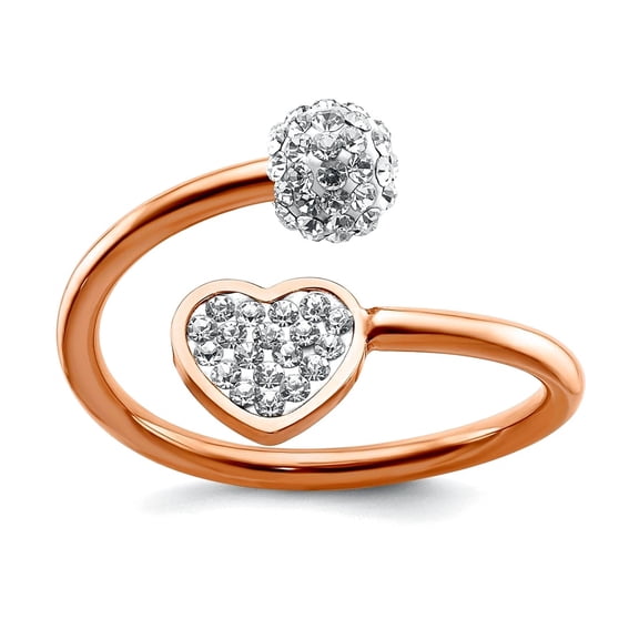 2mm Stainless Steel Polished Rose Ip Plated With Preciosa Crystal Love Heart Ring Size 6 Statement Ring for Women