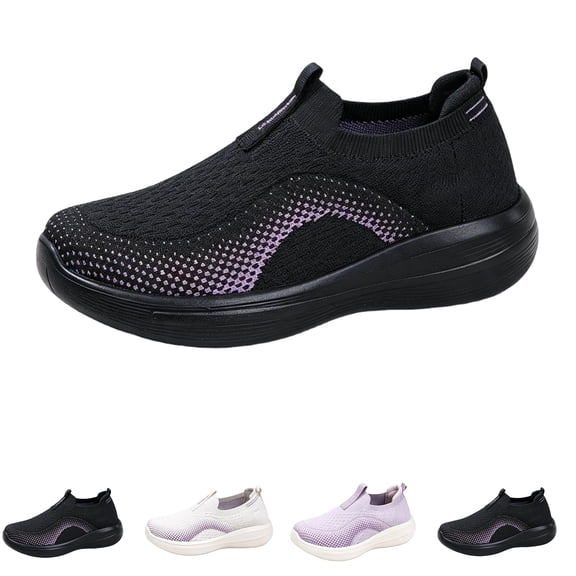 Domzle Womens Walking Shoes Slip on Tennis Shoes Non Slip Breathable Athletic Gym Workout Cross Training Sneakers White