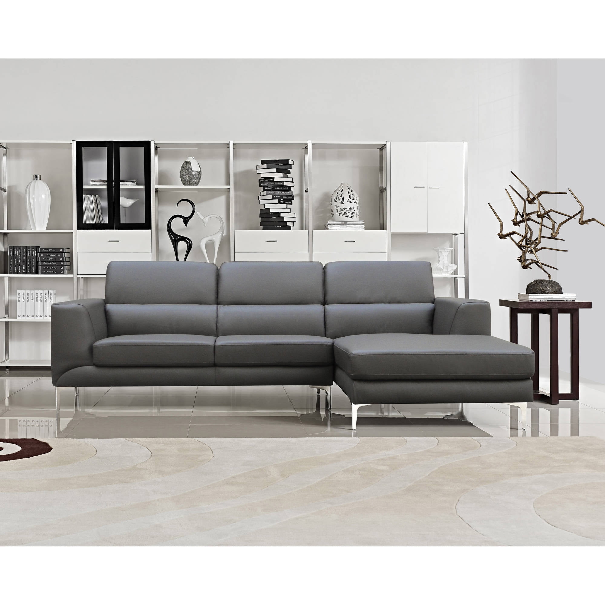 Yuri Contemporary Bonded Leather Right Facing 2Piece Sectional Sofa