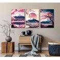 thumbnail image 2 of Hieng Vintage Japanese Wall Art Village Fuji Mountain Canvas Posters Cherry Blossom Pictures Japan Landscape Painting Aesthetic Wall Decor for Living Room Bedroom Office Unframed, 2 of 6