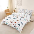 thumbnail image 3 of Metsweet Cartoon Truck Dino Bedding, Kawaii Animal Duvet Cover Full, Blue Yellow,3pcs,1 Duvet Cover and 2 Pillowcases, 3 of 6