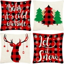 Christmas Pillow Covers 18x18 Set of 4 Christmas Pillow Cases for Home Decorations