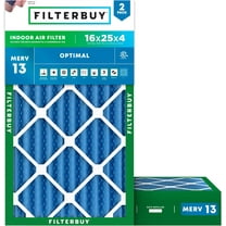 Filterbuy 16x25x4 MERV 13 Health Defense, Pleated HVAC AC Furnace Air Filters (2-Pack)