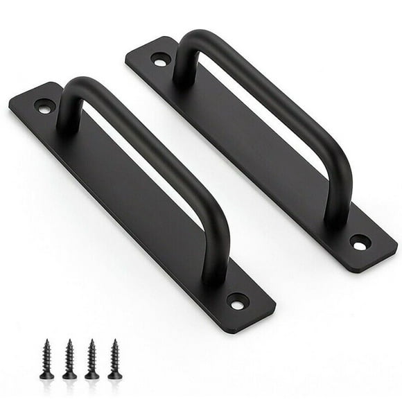 LEFU for Black Door Pull Handles 5 Inch Aluminum Alloy Sliding Gate Shed Handle Modern Design for Barn Pocket Closet Bifold Doors Kitchen Cabinets Wardrobes 2 Pack