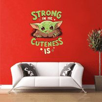 Strong Baby Yoda The Mandalorian Star Wars TV Show Series Wall Cartoon Stickers Decor Design for Boys/Girls Bedroom Entertainment Fans Rooms Home Art Decals Wall Art Vinyl Decoration Size (30x27 inch)
