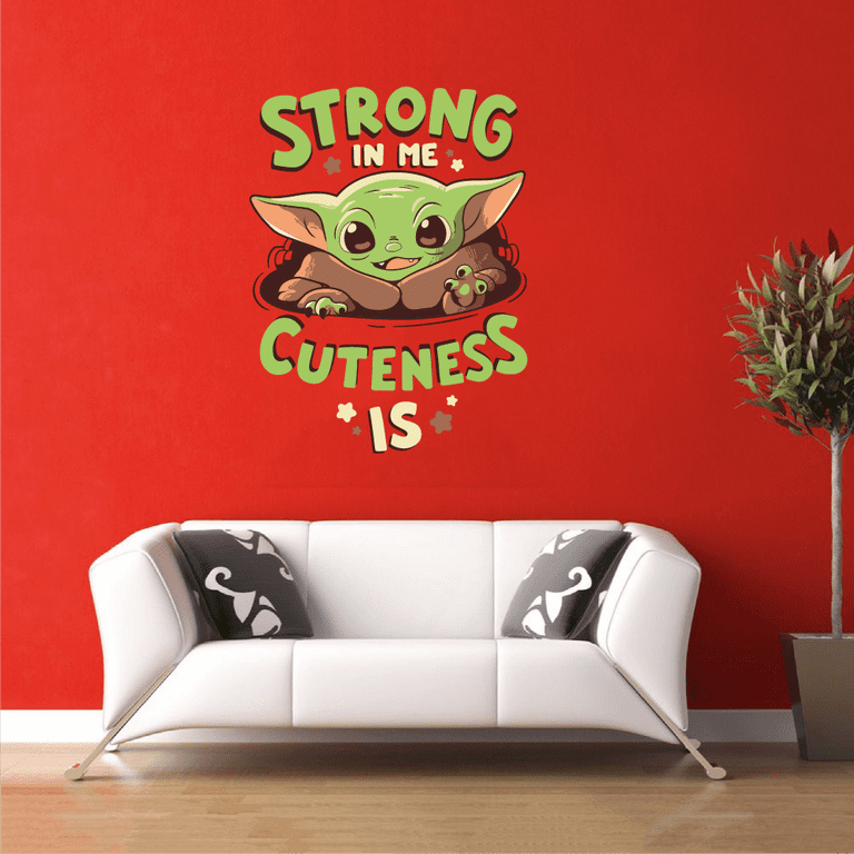 Strong Baby Yoda The Mandalorian Star Wars Wall Cartoon Stickers Home Art Decals W 20x18 inch