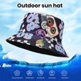 thumbnail image 4 of Retro Seau Chapeau Coloré Graffiti Motif Double Face Wearable Bassin Chapeau Été Plage Voyage Extérieur Chapeau de Soleil Hommes Femmes Réversible Pêcheur Chapeau, 4 of 9