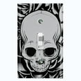 thumbnail image 1 of Metal Light Switch Plate Outlet Cover Skull Rose Flower Gray SKL001, 1 of 13
