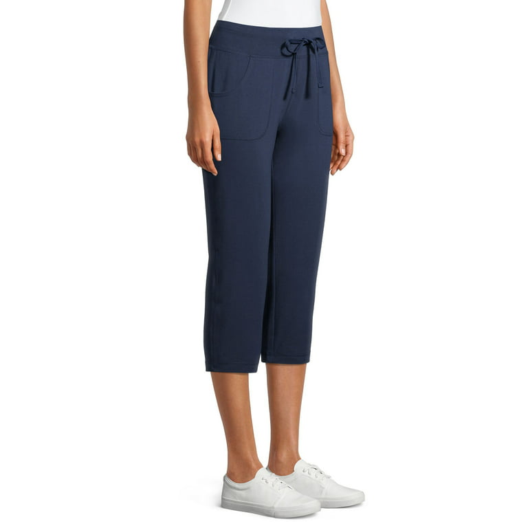 Athletic Works Women's Athleisure Core Knit Capri Pants with Drawstring