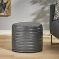 thumbnail image 2 of GDF Studio Conrail Contemporary Faux Leather Channel Stitch Pouf, Gray Cylinder, 2 of 8