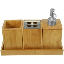 Supvox 1 Set Bamboo Bath Accessories Set Khaki for Shower Supplies Use