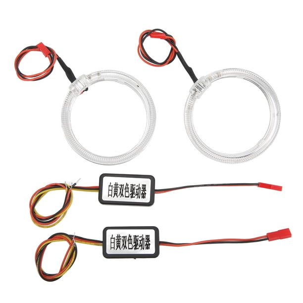 Par de faros LED con ojos de ángel de 9 a 36 V, lámpara de señal, anillos de halo, color blanco, ámbar, doble color, decorativos para coche, 80 mm/3,15 pulgadas Jadeshay A