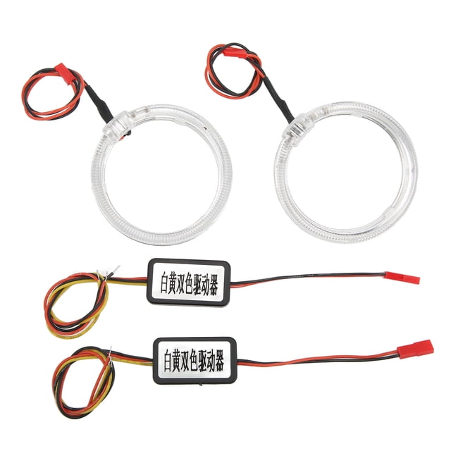 Par de faros LED con ojos de ángel de 9 a 36 V, lámpara de señal, anillos de halo, color blanco, ámbar, doble color, decorativos para coche, 80 mm/3,15 pulgadas Jadeshay A