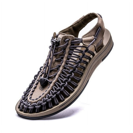 

XWQWJH Fashion Men s Large Size Braided Sandals Fashion Hollowed Out Personality Male Open-Toed Casual Sandals Sandals