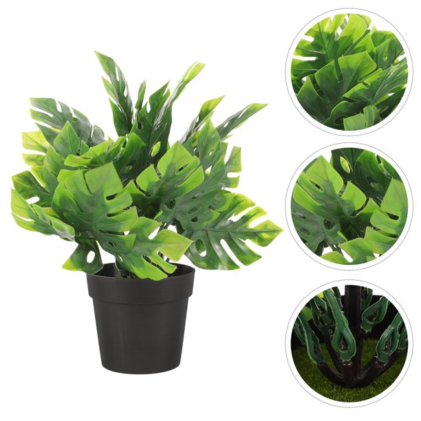 NUOLUX Planta Artificial Monstera En Maceta Para Interior Con Material Plástico Verde