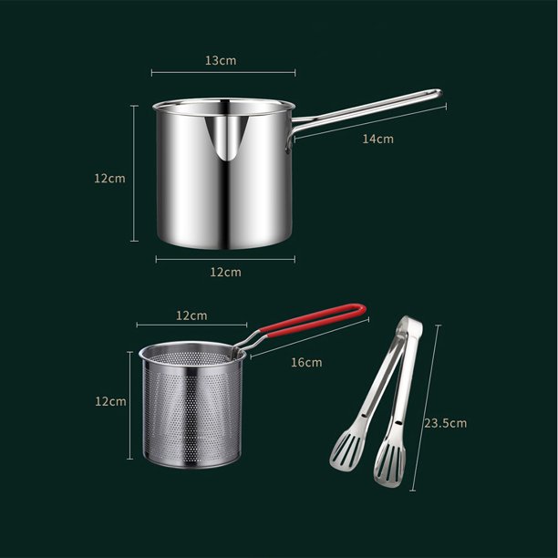 1 Set of Stainless Steel Fry Pot Deep Frying Pot with Basket Deepen