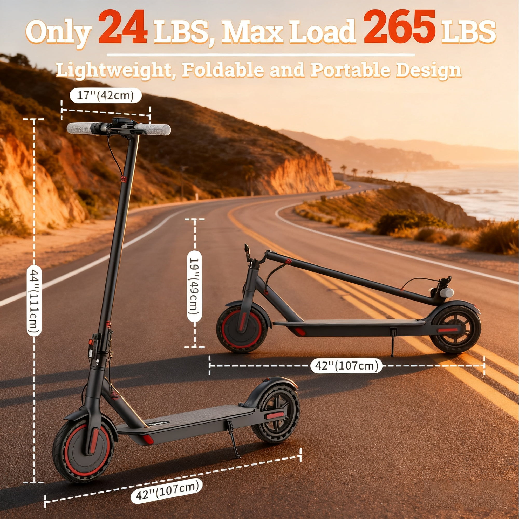 JOYHIS J078L Electric Scooter for Adults, 350W, 8.5" Anti-Skid Tires, 15-19 MPH, 21-Mile Range, Double Braking System & App Control, Foldable Design