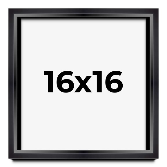 16x16 Shadow Box Frame Black | 1.25 inches Deep Real Wood Contemporary Shadowbox Display Frame | UV