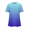 thumbnail image 4 of Scyoekwg Short Sleeve T Shirts for Women Round Neck Basic Tops Loose Trendy Comfy Gradient Color Lightweight Blouses (Blue,XXXL), 4 of 5