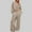 Khaki, variant on Abomasnow Womens 2 Piece Outfits Casual V Neck Shirts and Wide Leg Long Pants Loose Fit Running Workout Tracksuit Sets