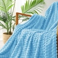thumbnail image 4 of Exclusivo Mezcla Large Soft Fleece Throw Blanket, 50"x70" Stylish Jacquard Throw Blanket for Couch, Cozy, Warm, Lightweight Blue Blanket, 4 of 10