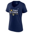 thumbnail image 2 of Women's Fanatics  Navy Milwaukee Brewers 2023 Postseason Locker Room V-Neck T-Shirt, 2 of 3