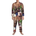 thumbnail image 3 of Balery Bottle Glass Red Wine Pijama para Hombre de Dos Piezas con Manga Larga, Conjunto de Dormir y Descanso Suave con Bolsillos-Small, 3 of 7