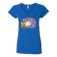 thumbnail image 3 of Baseball Mom Cheetah Glitter Sports Womenâ€™s Standard V-Neck Tee, Royal, Small, 3 of 5