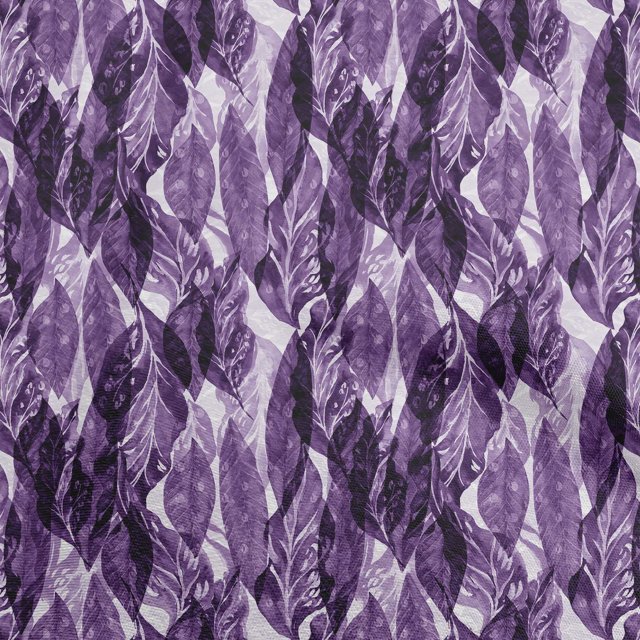 oneOone Polyester Spandex Purple Fabric Watercolor Leaf Sewing Craft Projects Fabric Prints By Yard 56 Inch Wide