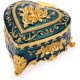 thumbnail image 1 of Caja de joyería de metal clásico con forma de corazón y caja de almacenamiento de joyería con patrón de rosa, para anillos, arete, collares, color azul, 1 of 4