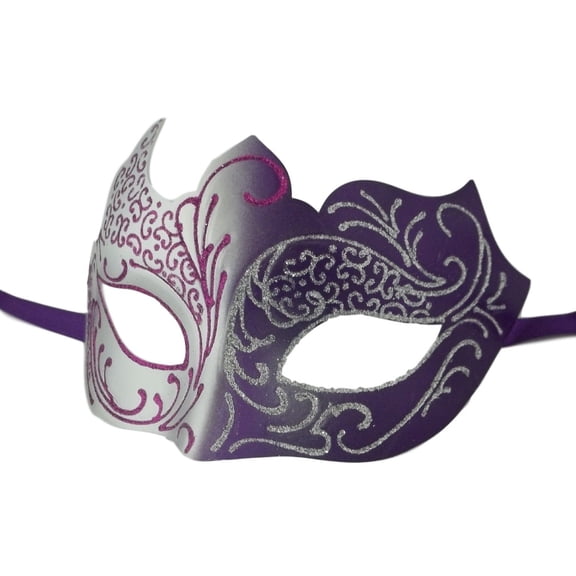 Purple Silver Venetian Masquerade Mardi Gras Unique Style Mask
