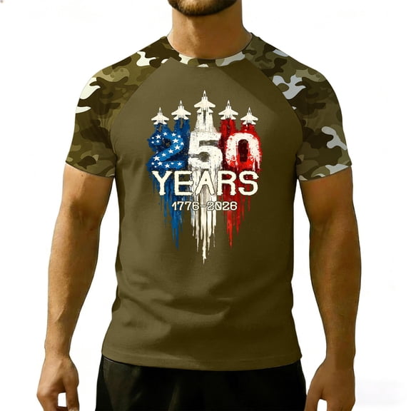 USA 250th Anniversary Men's Patriotic 250 Years 1776-2026 Independence Day Graphic Shirt