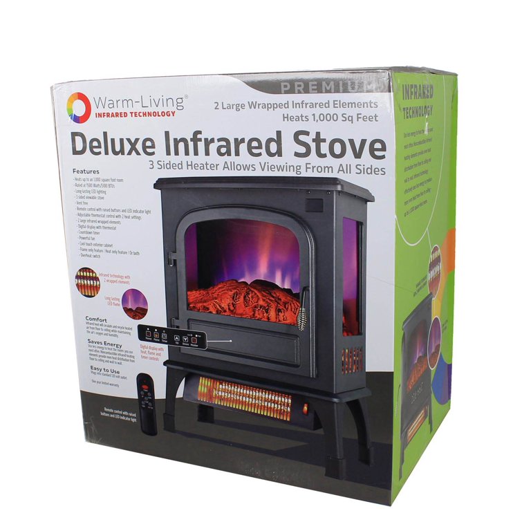 Warm Living 1500W Electric Infrared 1000 Sq Ft Deluxe Home Stove Fireplace  Black - Walmart.com