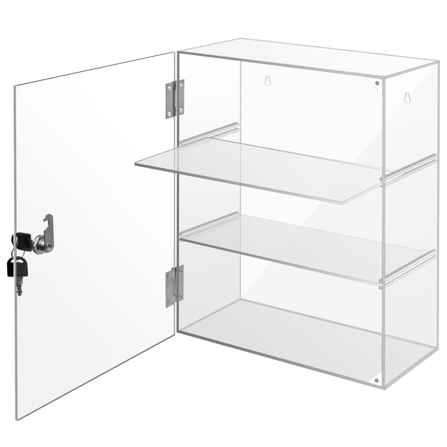 Vitrina acrílica Xzunk Locking de 3 niveles con estantes de 30 x 15 x 40 cm