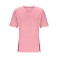 thumbnail image 5 of Purcolt Womens Plus Size Summer Tops Side Slit Short Sleeve V Neck T Shirts Casual Loose Tunic Tops Solid Color Tees Blouses L-5XL, 5 of 6