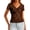 Coffee, variant on Qiopertar Lace Tops for Women V-Neck Short Sleeve Hollow Out Crochet Blouses Casual Comfy Stretchy Slim Fit Shirts, Coffee S