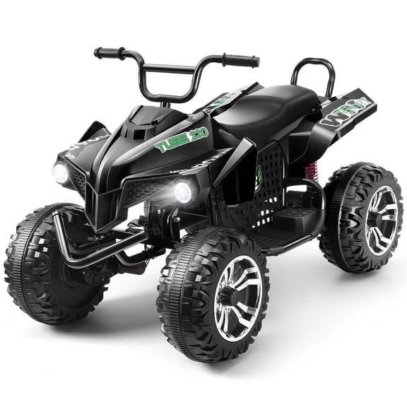 Funcid 24V 7AH Electric Kids ATV, 2 Seater Ride on Car with Steel Frame, Ride on Toy for Big Kids 3-10 Years w/ Bluetooth, Music, LED Lights, Black